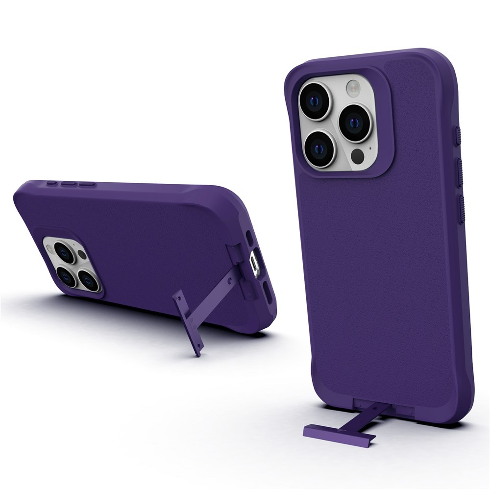 For iPhone 13 Pro Max Magnetic Case PC + TPU Phone Cover with Hidden Kickstand - Dark Purple