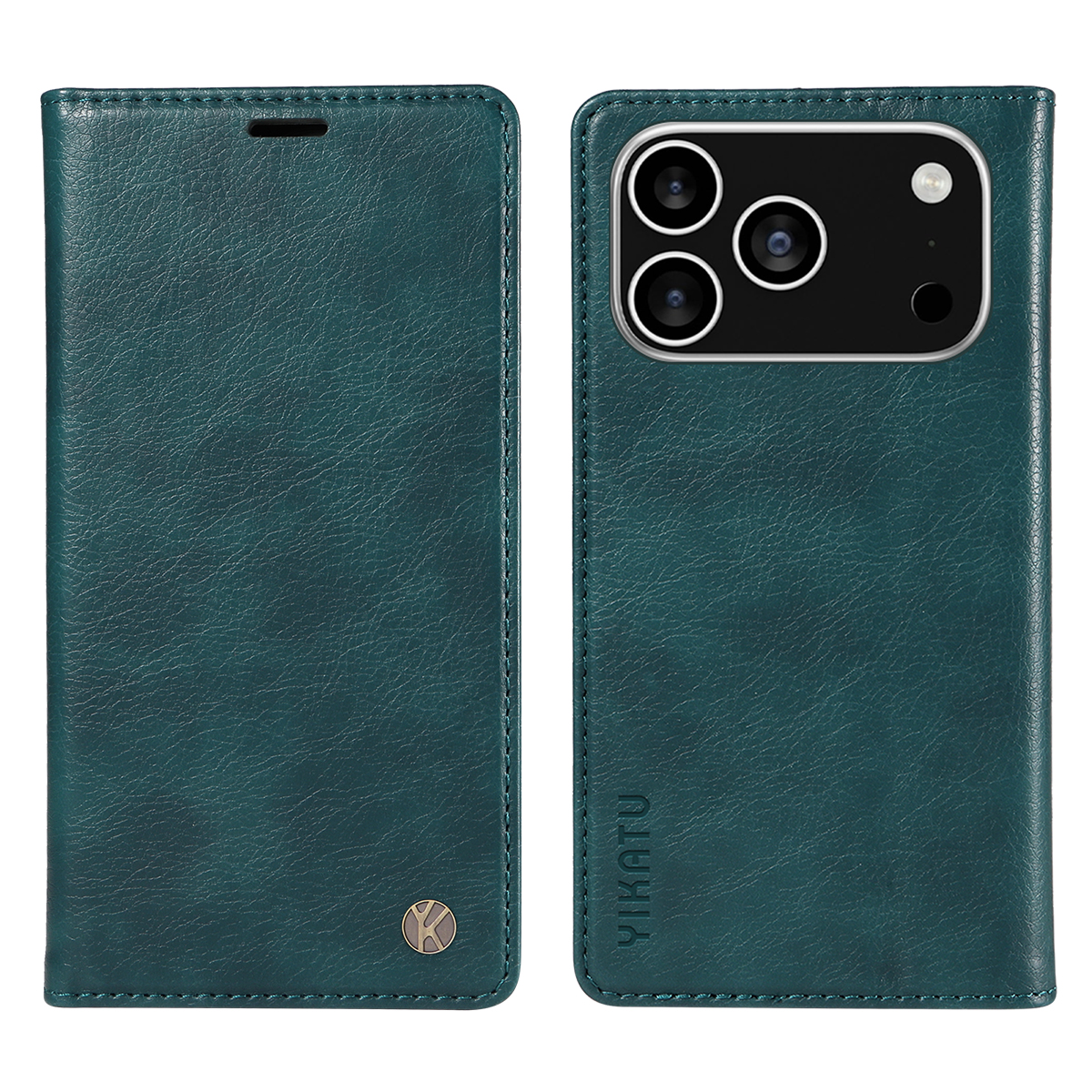 For iPhone 17 Pro Wallet Case YIKATU YK-006 Magnetic Closure Leather Phone Cover Litchi Texture - Blue