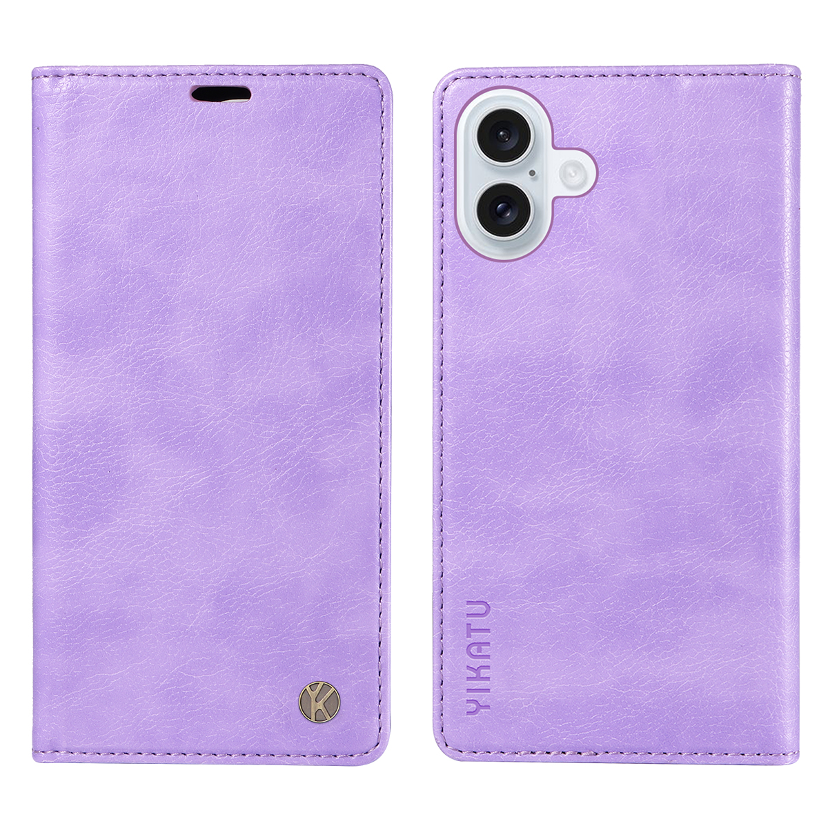 For iPhone 17 Wallet Case YIKATU YK-006 Magnetic Closure Leather Phone Cover Litchi Texture - Purple