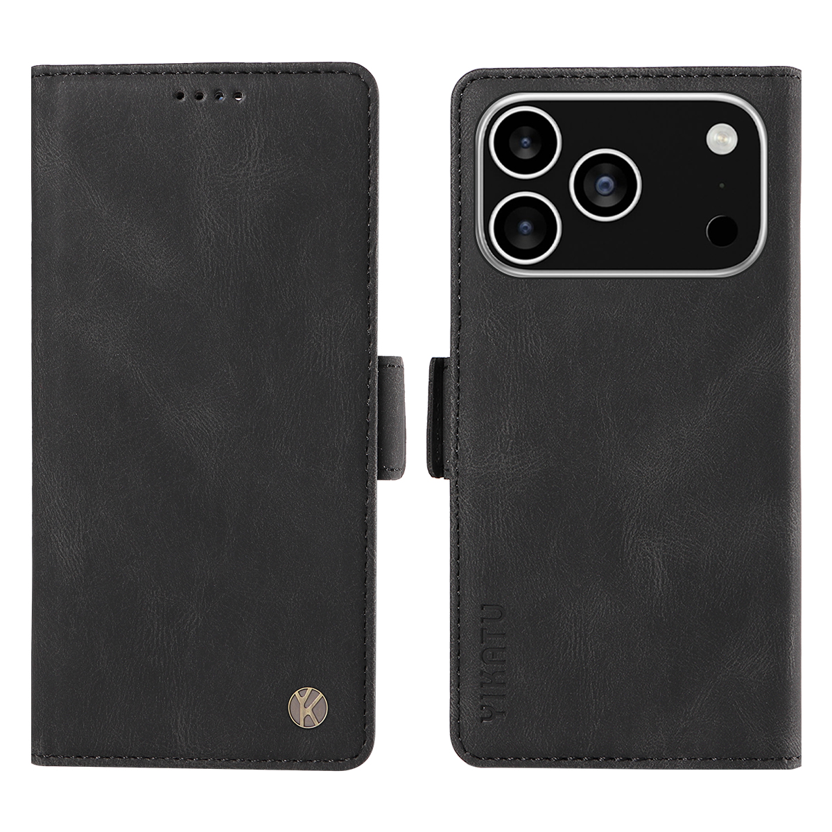 For iPhone 17 Pro Leather Case YIKATU YK-005 Skin-touch Feeling Wallet Phone Cover - Black