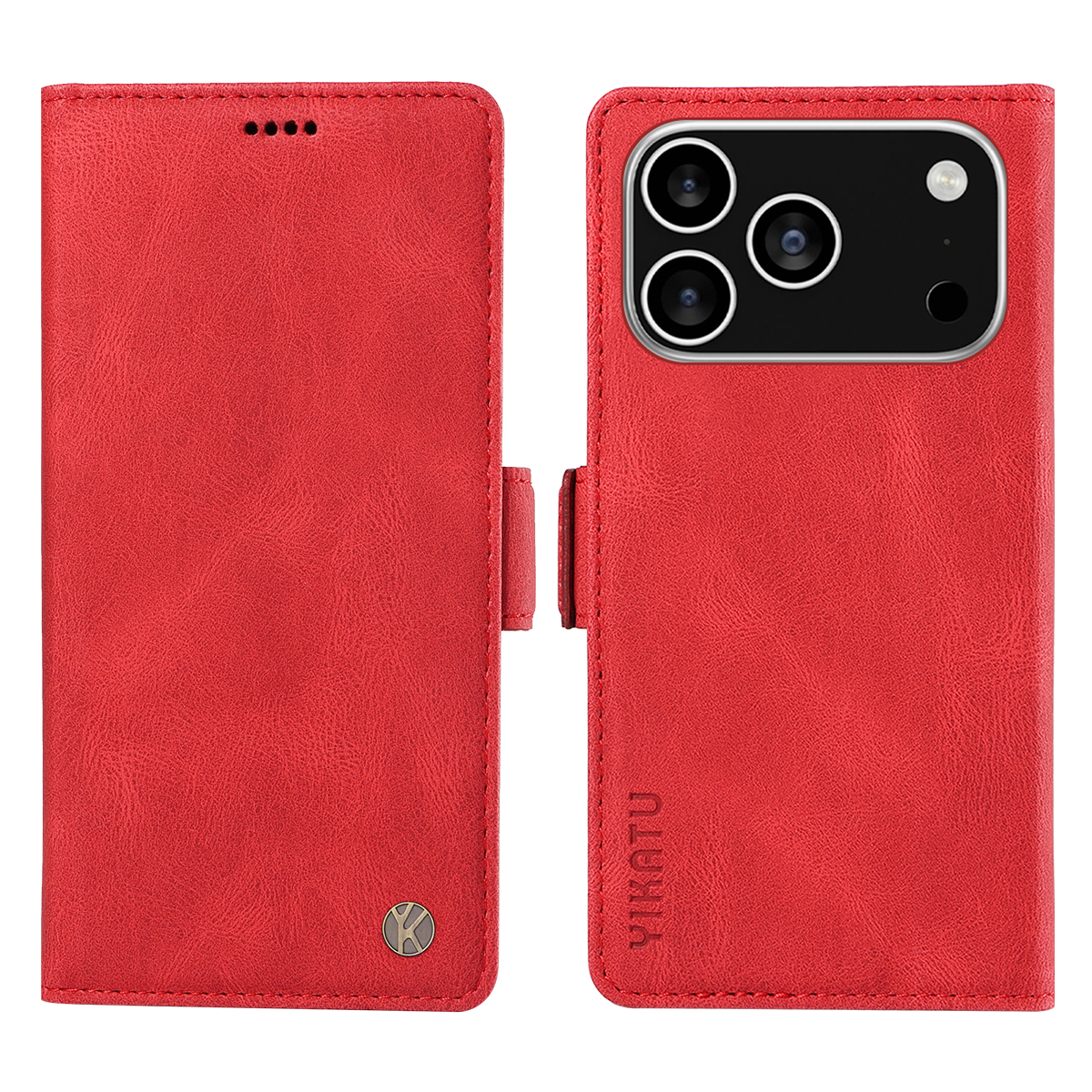 For iPhone 17 Pro Leather Case YIKATU YK-005 Skin-touch Feeling Wallet Phone Cover - Red