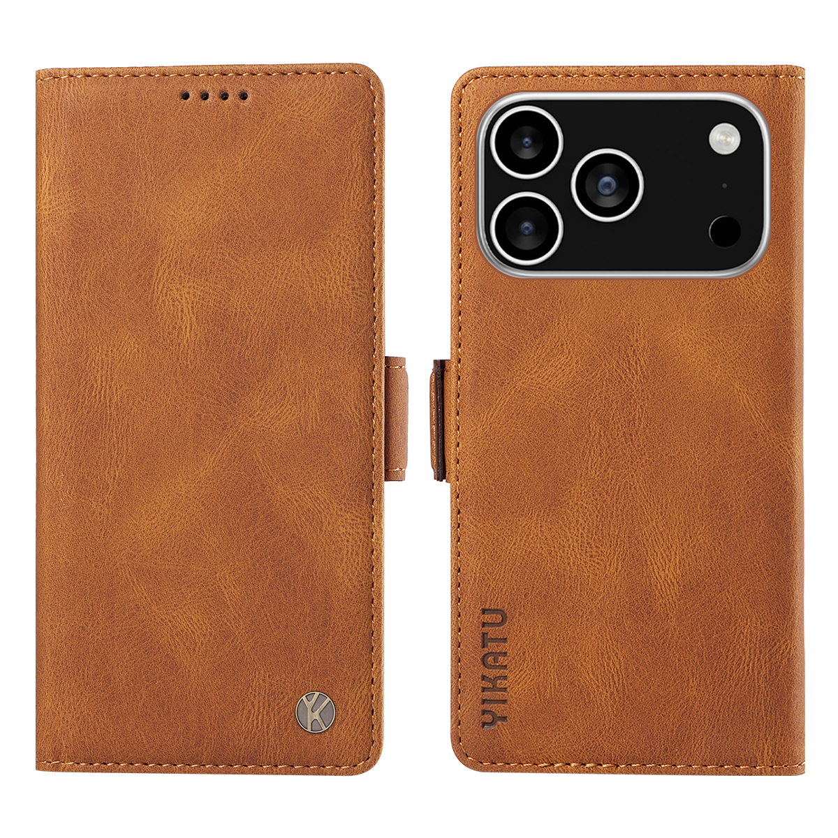 For iPhone 17 Pro Leather Case YIKATU YK-005 Skin-touch Feeling Wallet Phone Cover - Brown