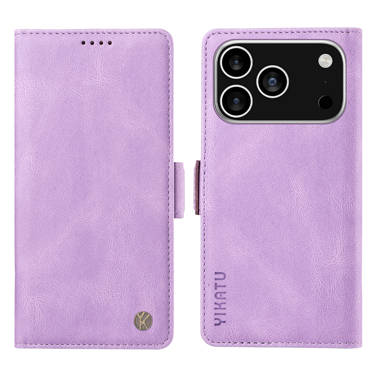 For iPhone 17 Pro Leather Case YIKATU YK-005 Skin-touch Feeling Wallet Phone Cover - Purple