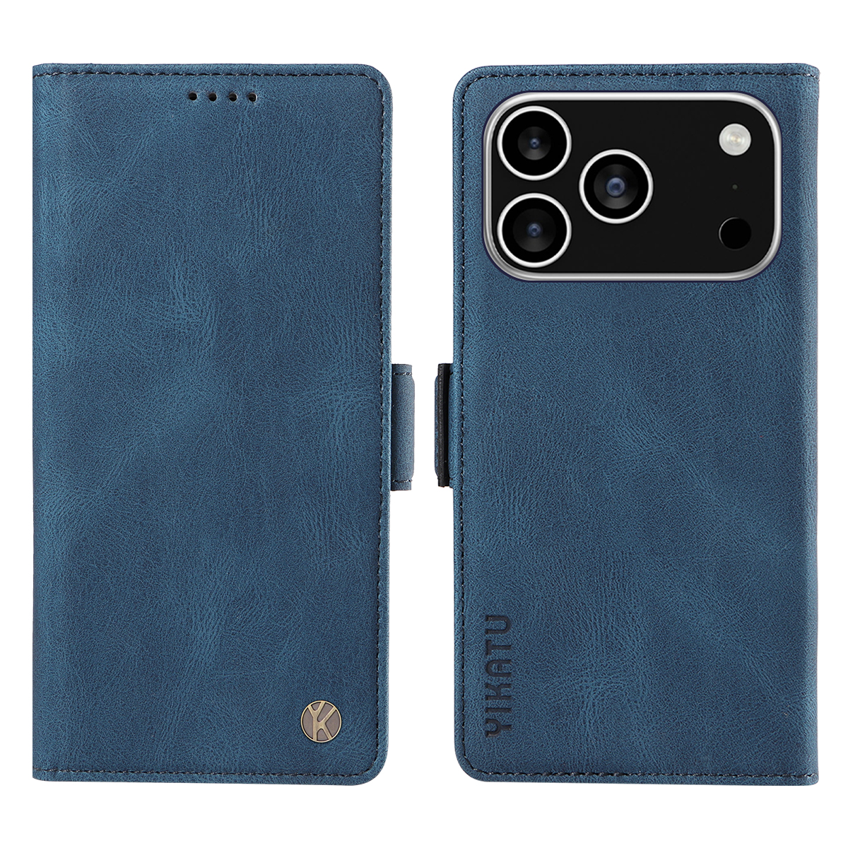 For iPhone 17 Pro Leather Case YIKATU YK-005 Skin-touch Feeling Wallet Phone Cover - Blue