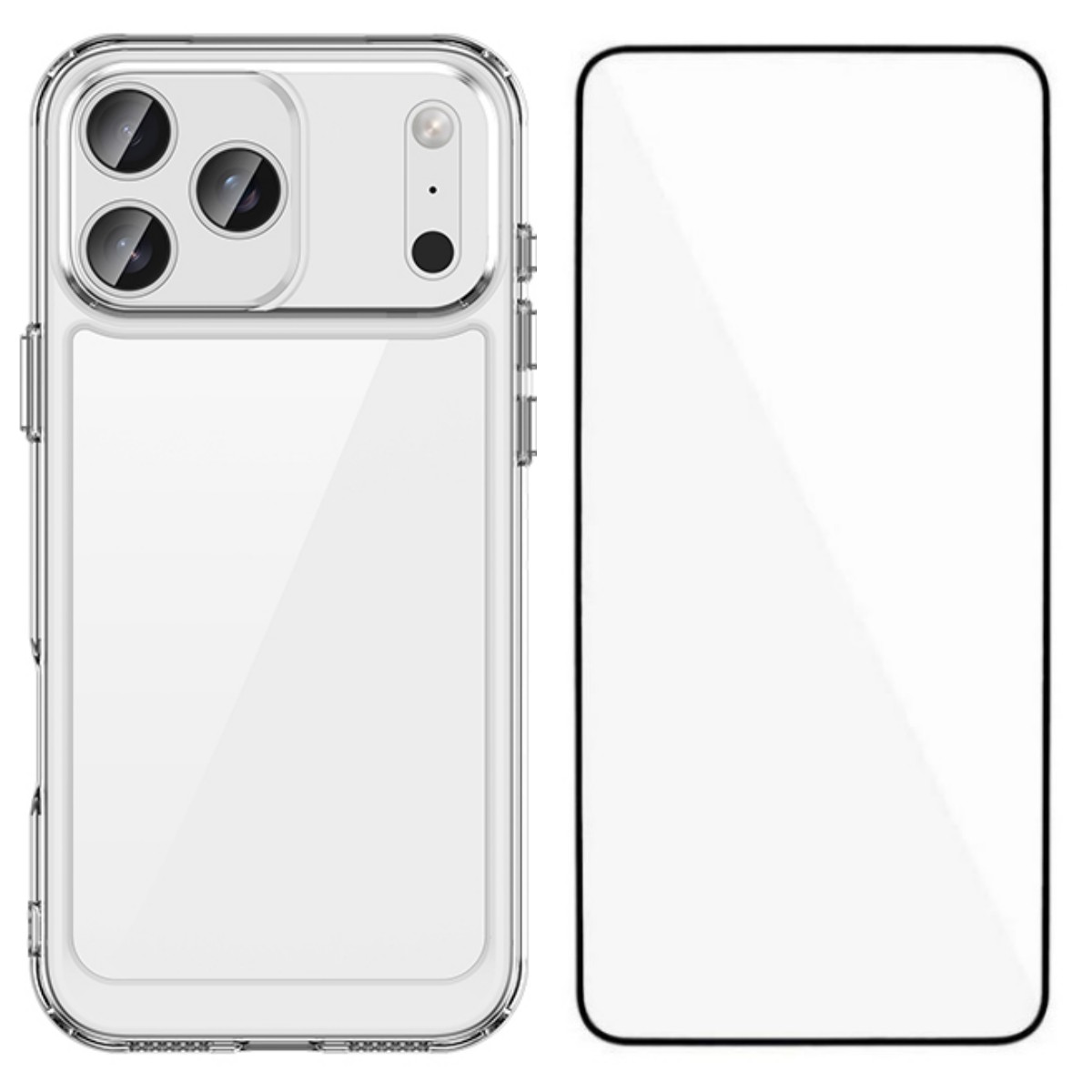 For iPhone 17 Pro Back Cover WANLONFENG XC Series TPU Acrylic Phone Case with Tempered Glass Film - Transparent