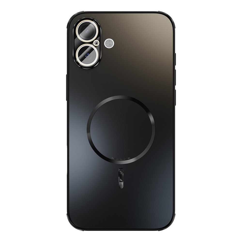 ABEEL For iPhone 16 Plus Case Compatible with MagSafe TPU PC Cooling Matte Phone Back Cover with Lens Film - Black