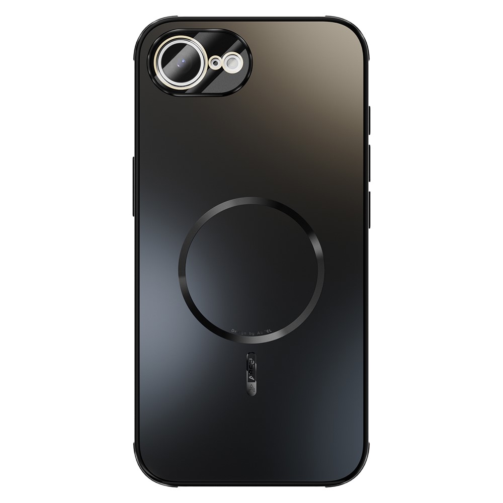 ABEEL For iPhone 16e Case Compatible with MagSafe TPU PC Cooling Matte Phone Back Cover with Lens Film - Black