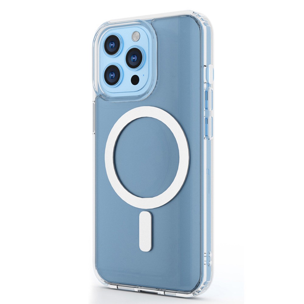 For iPhone 16 Pro Max Magnetic Case 1.5mm Thickness TPU + PC Clear Phone Back Cover
