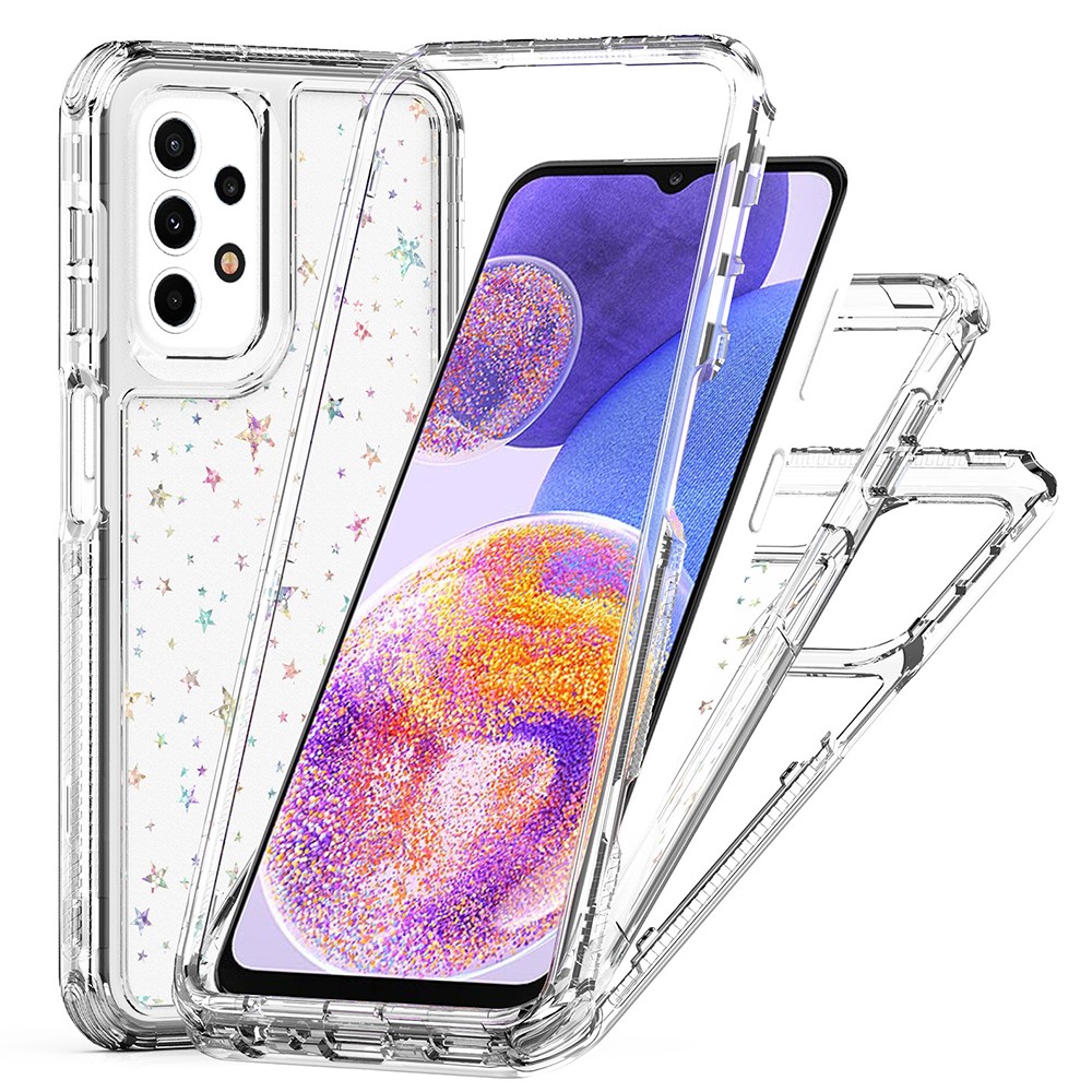 For Samsung Galaxy A23 4G / A23 5G (Global Version) Case Clear Acrylic TPU Hybrid Phone Cover with Laser-printed Film - Stars