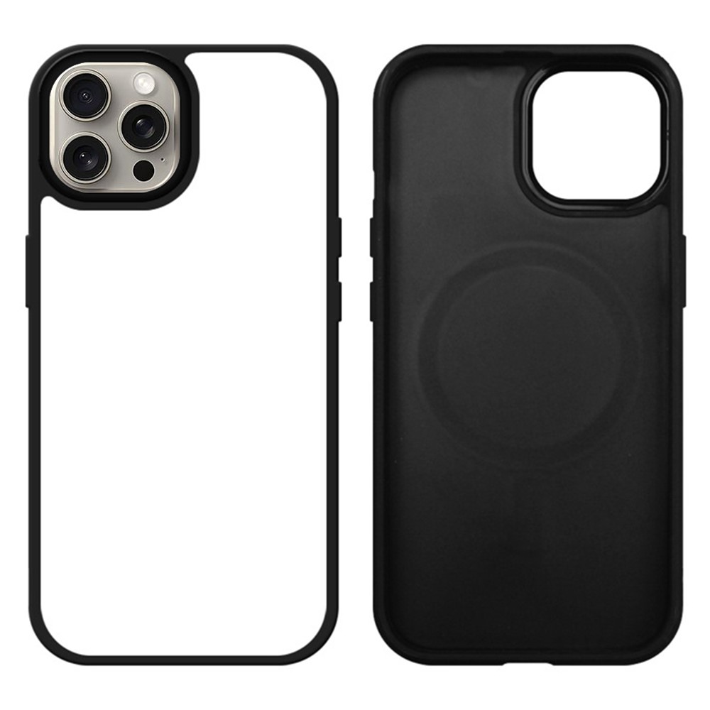 10Pcs For iPhone 15 Pro Case DIY Blank Heat Transfer TPU + PC Phone Back Cover with Magnetic Ring