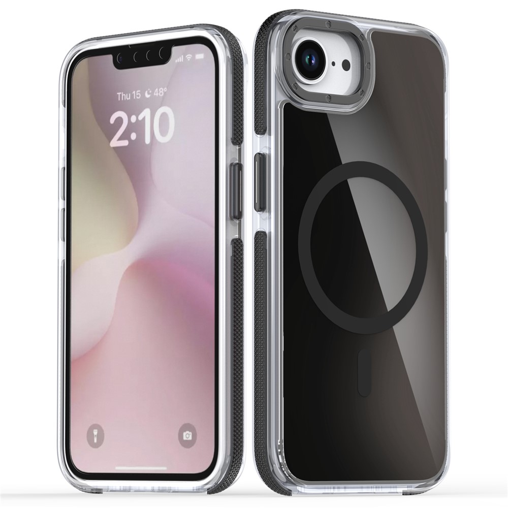 For iPhone 16e Case Compatible with MagSafe Color Changing TPU Acrylic Phone Back Cover - Black