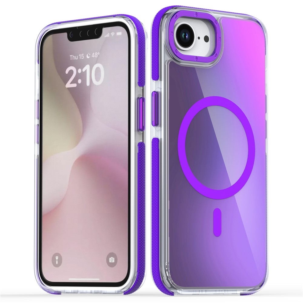 For iPhone 16e Case Compatible with MagSafe Color Changing TPU Acrylic Phone Back Cover - Purple