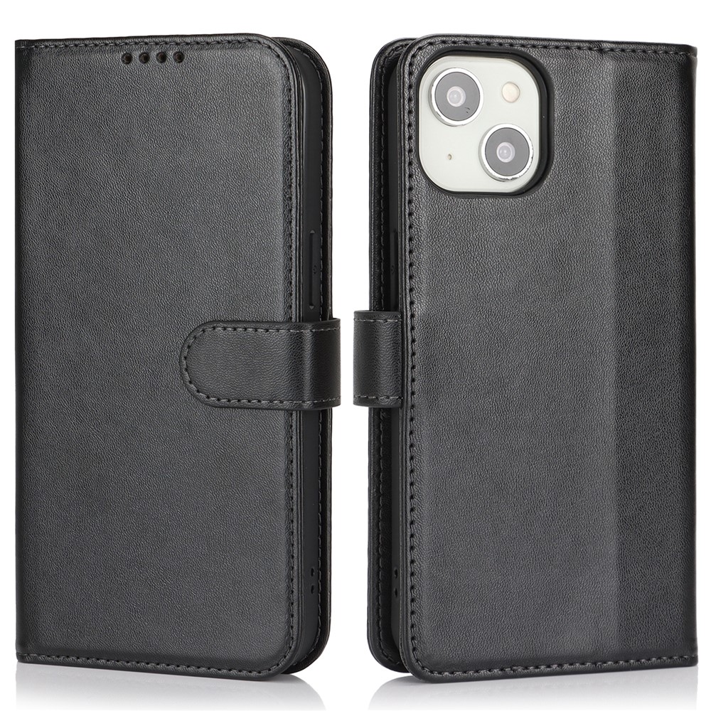 For iPhone 14 / 13 Stand Case Shockproof Leather Wallet Phone Cover - Black