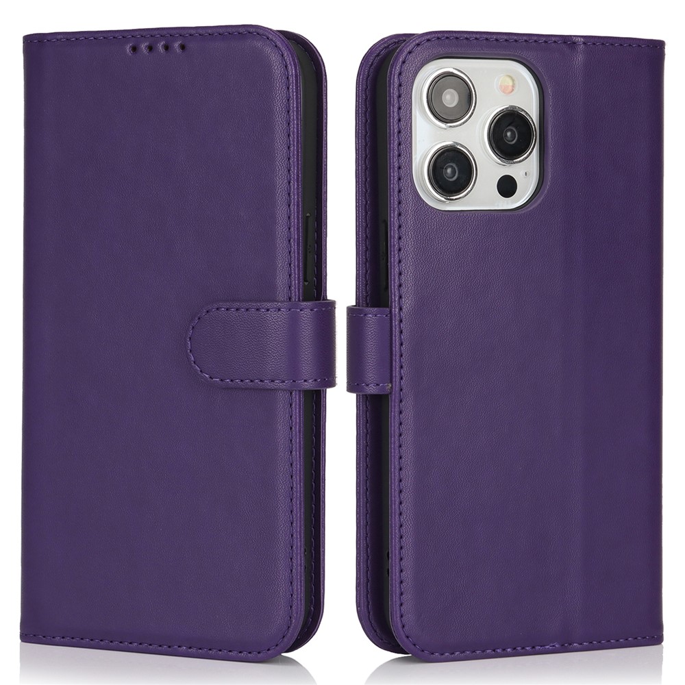 For iPhone 13 Pro Stand Case Shockproof Leather Wallet Phone Cover - Dark Purple