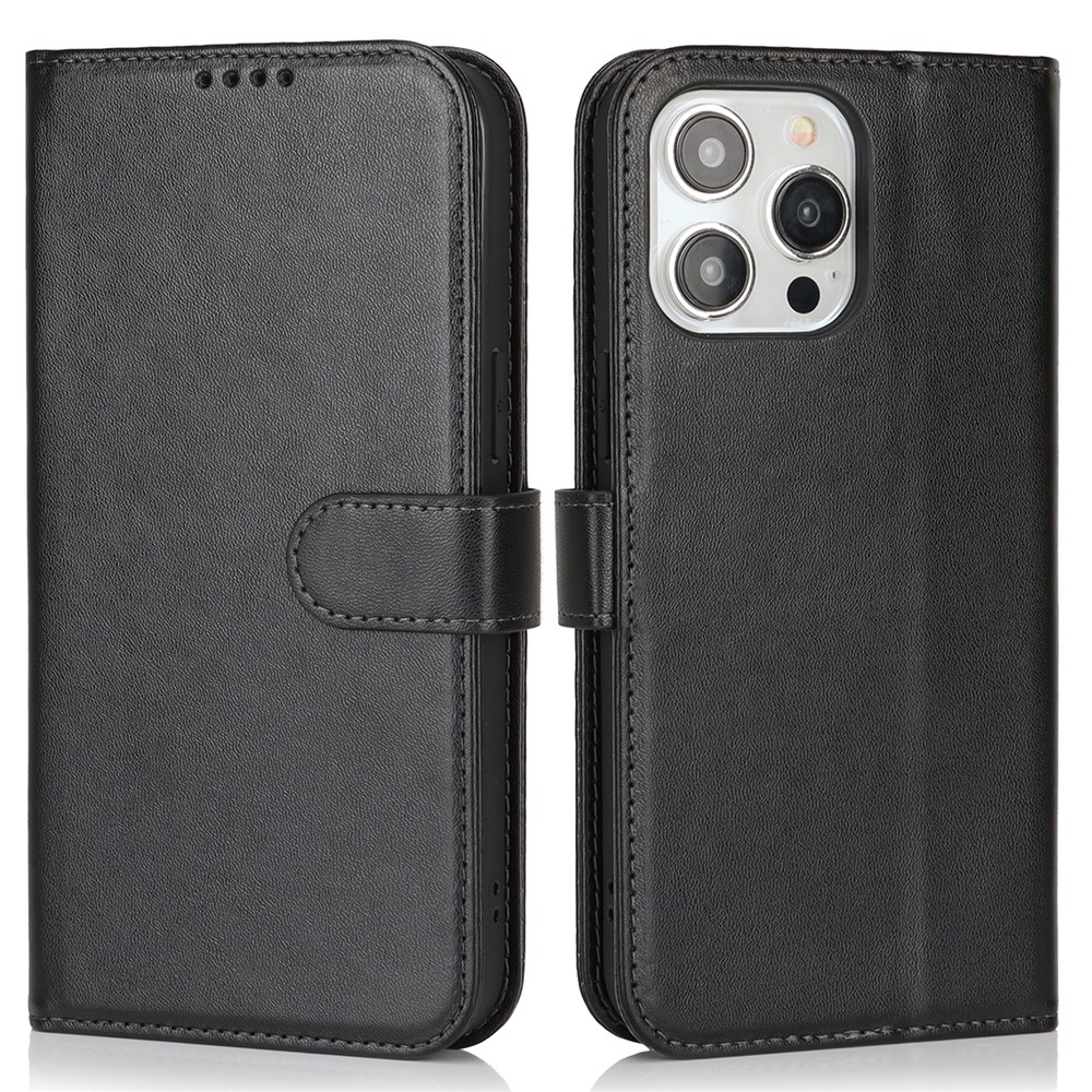 For iPhone 15 Pro Stand Case Shockproof Leather Wallet Phone Cover - Black