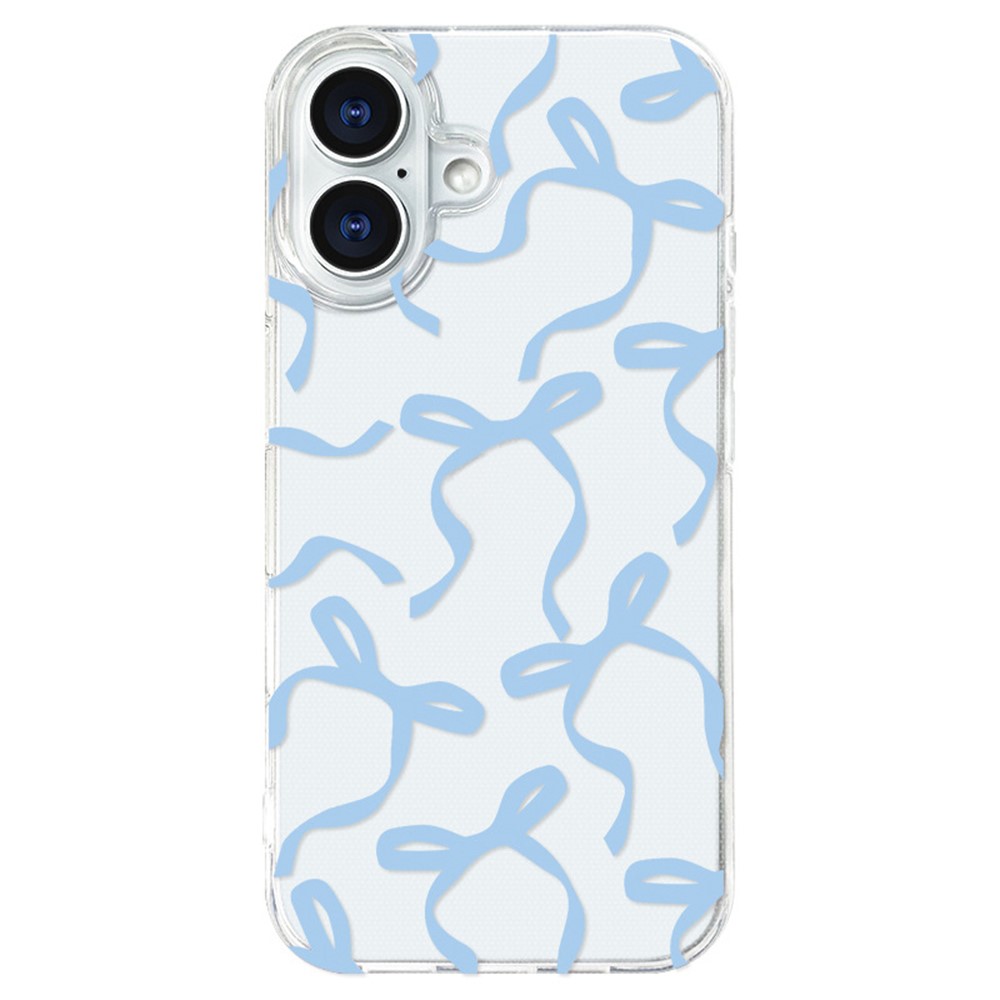 For iPhone 16 Plus Case Butterfly Pattern Soft TPU Protective Clear Cover - Blue