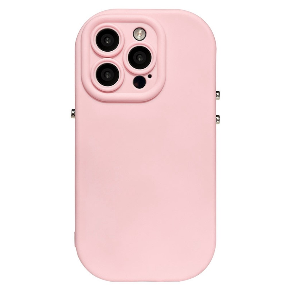 For iPhone 16 Pro Case Rounded Button Design Soft TPU Phone Back Cover - Pink