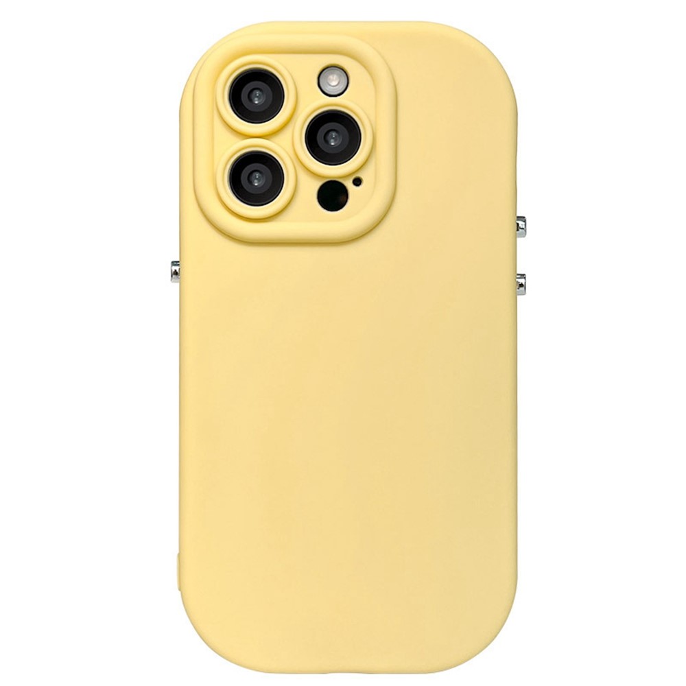 For iPhone 16 Pro Case Rounded Button Design Soft TPU Phone Back Cover - Yellow
