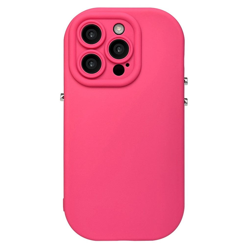 For iPhone 16 Pro Case Rounded Button Design Soft TPU Phone Back Cover - Rose