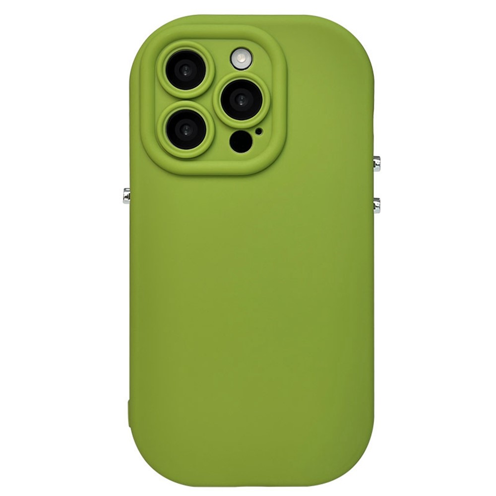 For iPhone 16 Pro Max Case Rounded Button Design Soft TPU Phone Back Cover - Green