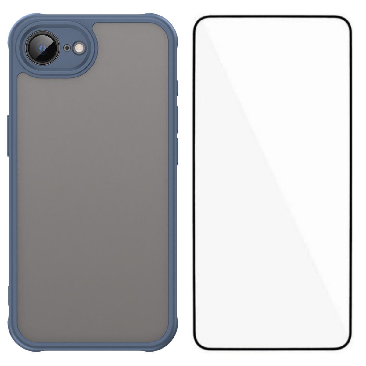 For iPhone 16e Case with Screen Film WANLONFENG FD Series Skin Touch TPU PC Phone Back Cover - Blue