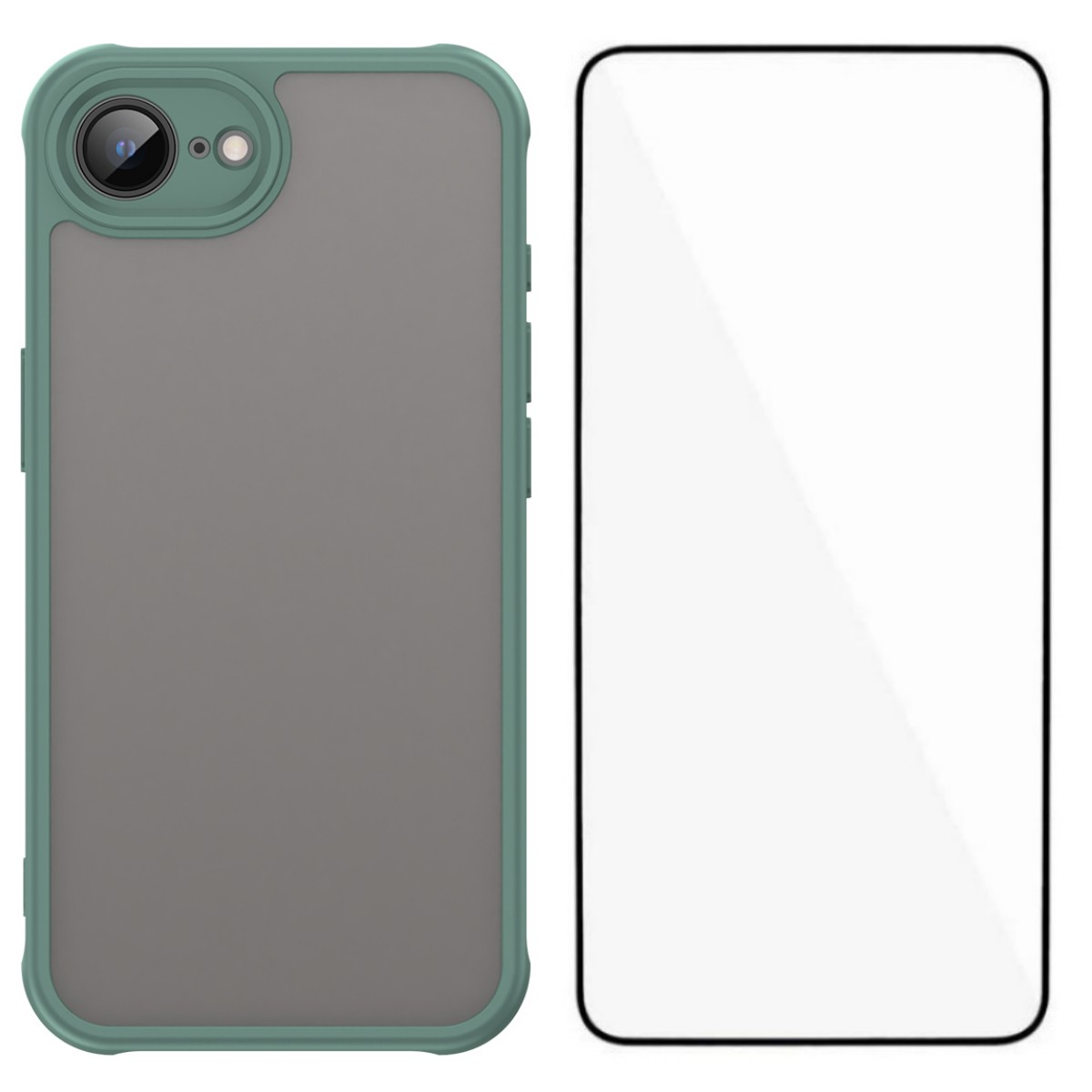 For iPhone 16e Case with Screen Film WANLONFENG FD Series Skin Touch TPU PC Phone Back Cover - Green