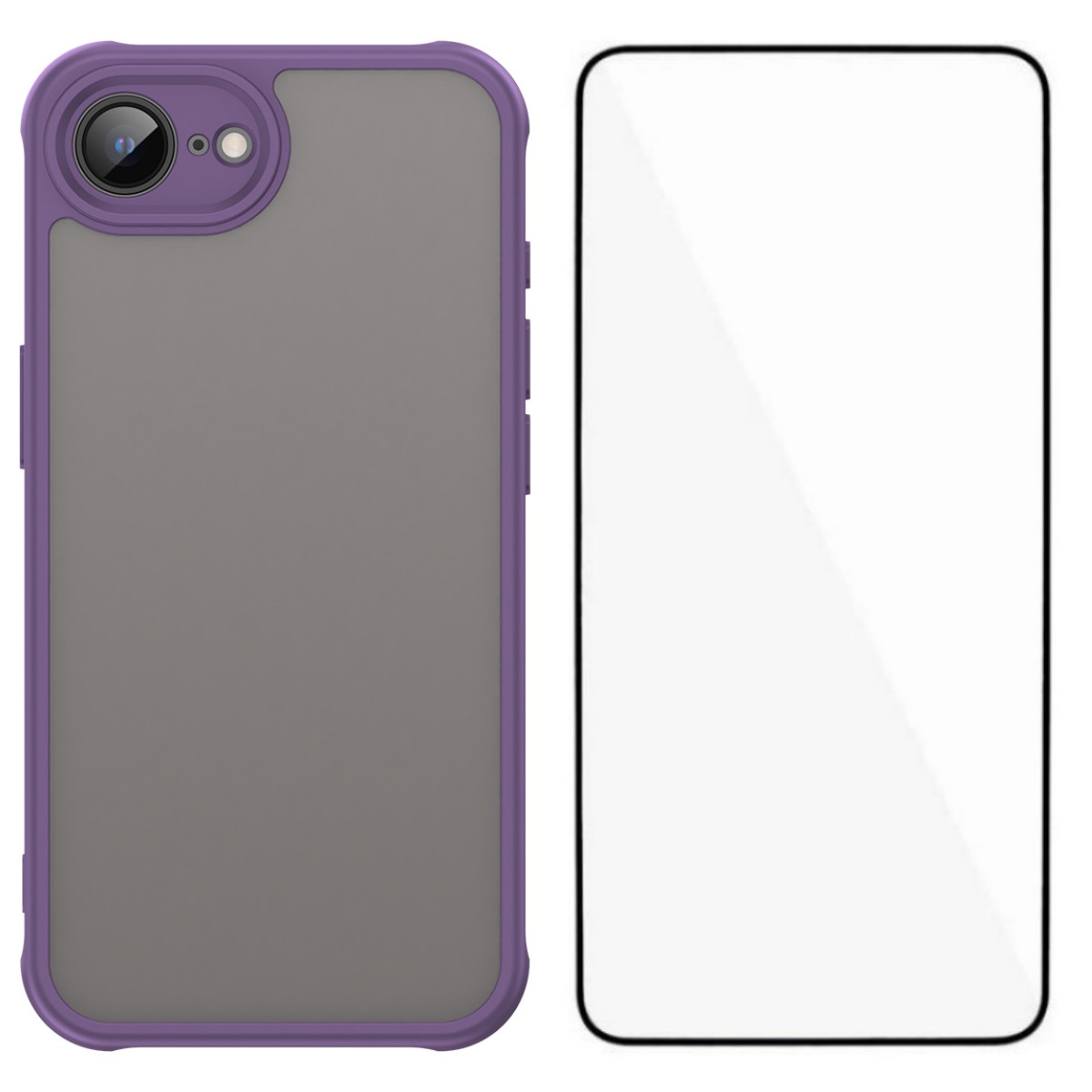 For iPhone 16e Case with Screen Film WANLONFENG FD Series Skin Touch TPU PC Phone Back Cover - Purple