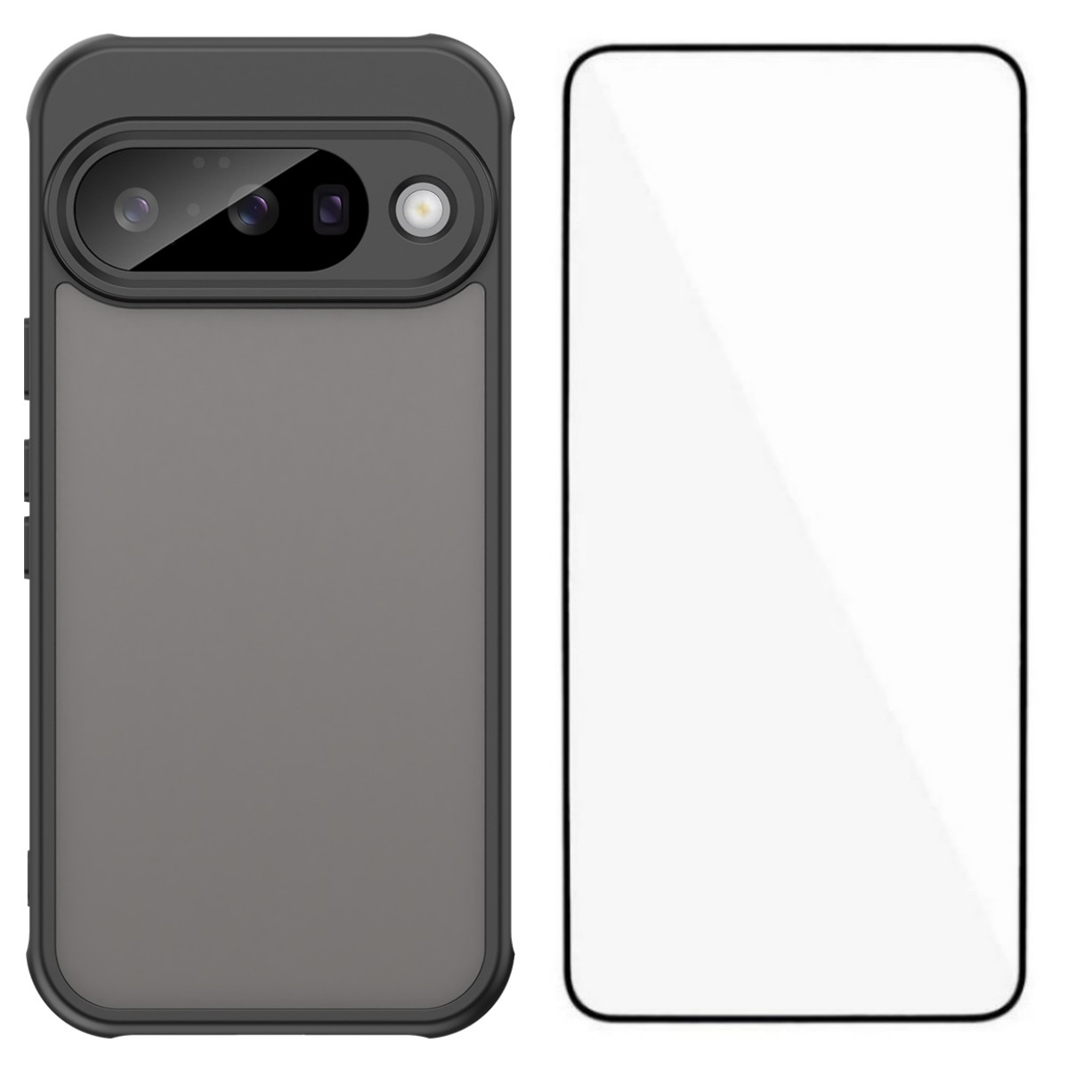 For Google Pixel 10 Case with Screen Film WANLONFENG FD Series Skin Touch TPU PC Phone Back Cover - Black