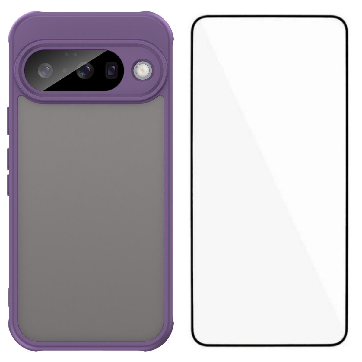 For Google Pixel 10 Case with Screen Film WANLONFENG FD Series Skin Touch TPU PC Phone Back Cover - Purple