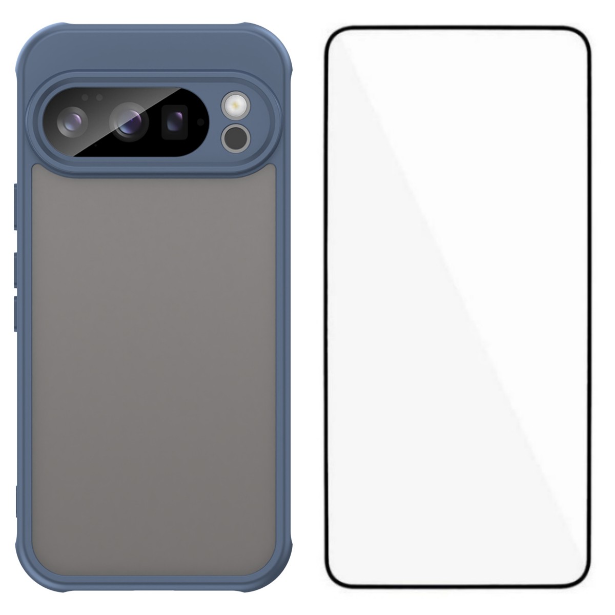 For Google Pixel 10 Pro Case with Screen Film WANLONFENG FD Series Skin Touch TPU PC Phone Back Cover - Blue