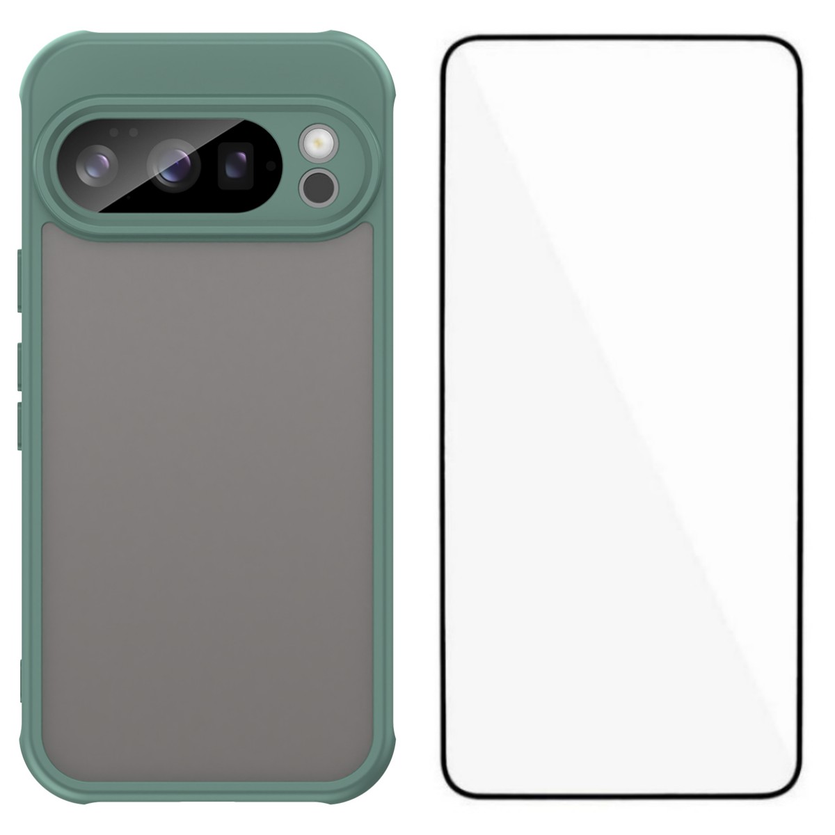 For Google Pixel 10 Pro Case with Screen Film WANLONFENG FD Series Skin Touch TPU PC Phone Back Cover - Green