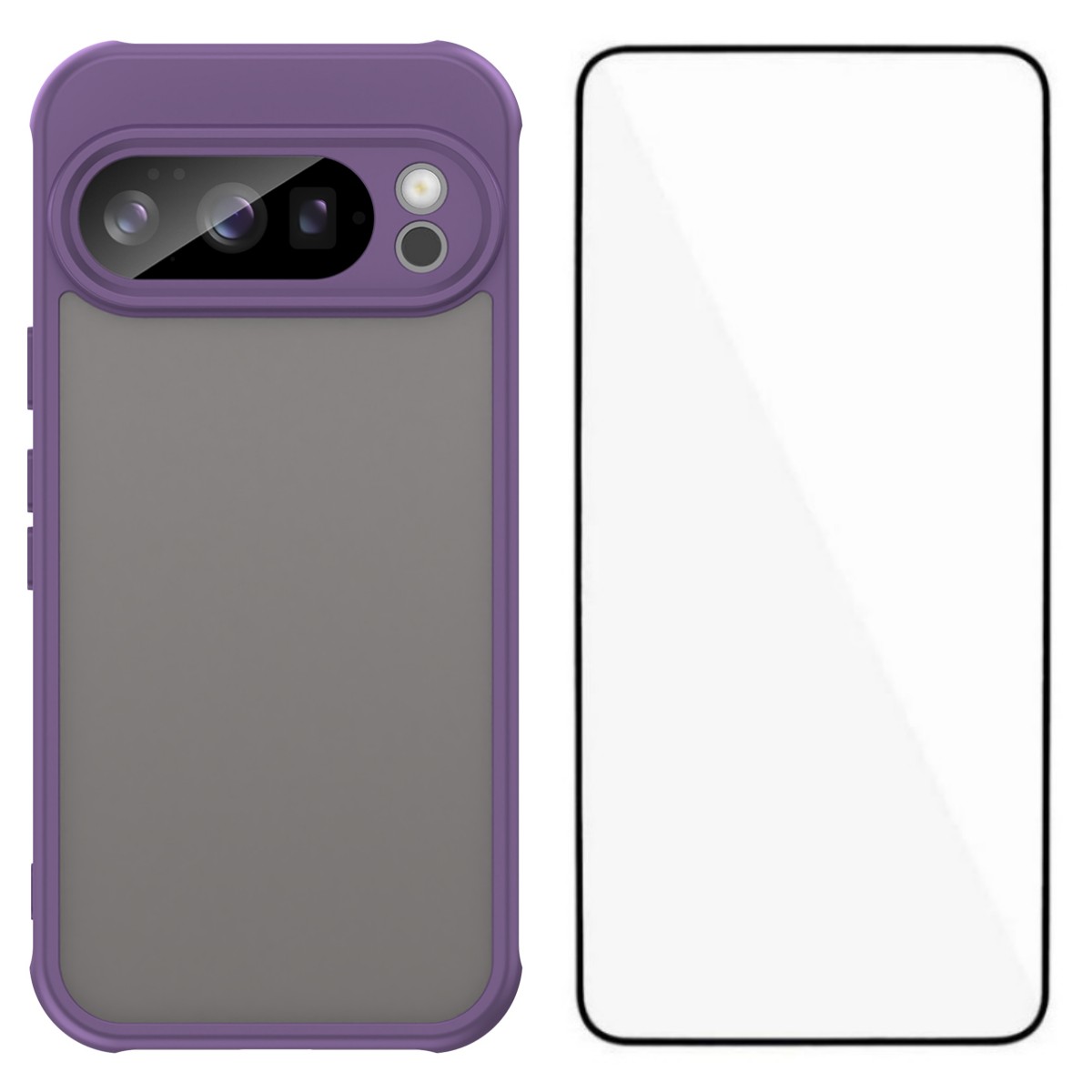 For Google Pixel 10 Pro Case with Screen Film WANLONFENG FD Series Skin Touch TPU PC Phone Back Cover - Purple