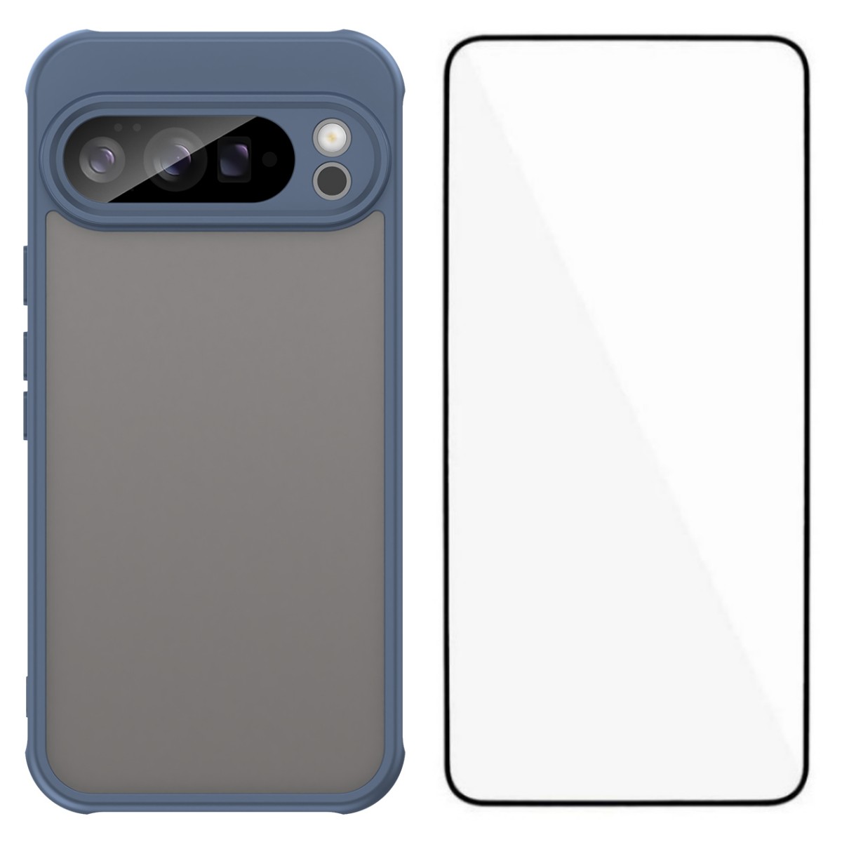 For Google Pixel 10 Pro XL Case with Screen Film WANLONFENG FD Series Skin Touch TPU PC Phone Back Cover - Blue