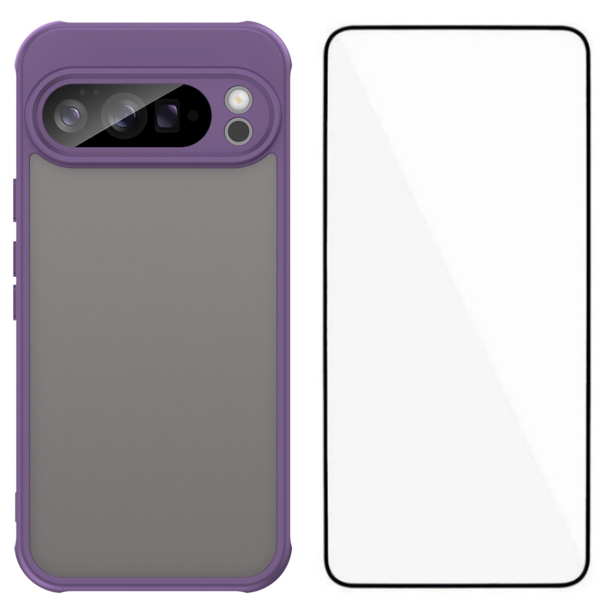 For Google Pixel 10 Pro XL Case with Screen Film WANLONFENG FD Series Skin Touch TPU PC Phone Back Cover - Purple