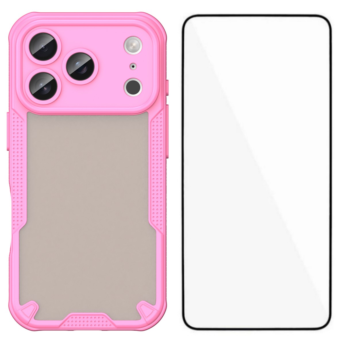 For iPhone 17 Pro Max Case WANLONFENG MFFJ Series Anti Drop TPU Phone Back Cover with Screen Film - Pink