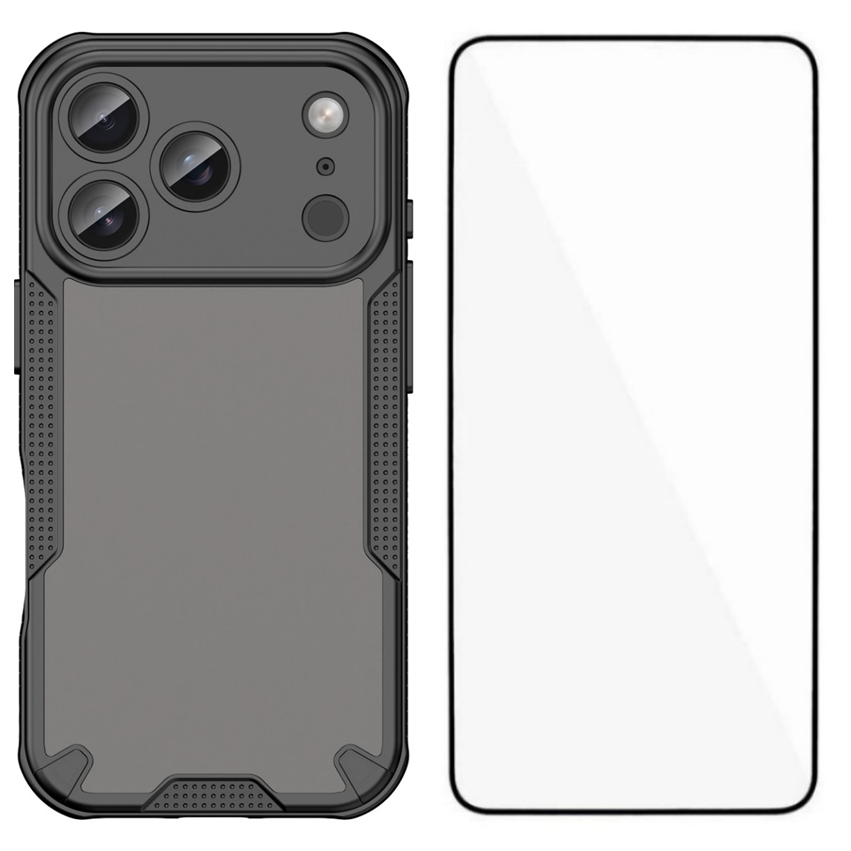 For iPhone 17 Pro Case WANLONFENG MFFJ Series Anti Drop TPU Phone Back Cover with Screen Film - Black