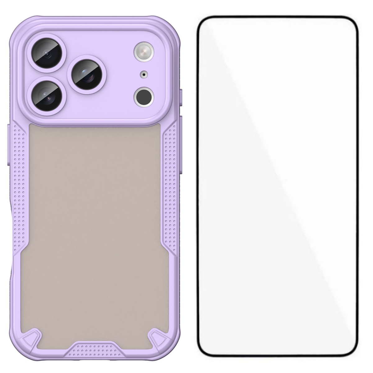 For iPhone 17 Pro Case WANLONFENG MFFJ Series Anti Drop TPU Phone Back Cover with Screen Film - Purple