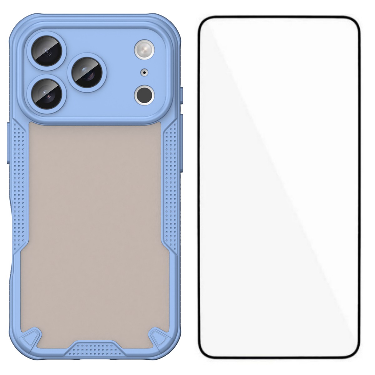 For iPhone 17 Pro Case WANLONFENG MFFJ Series Anti Drop TPU Phone Back Cover with Screen Film - Blue