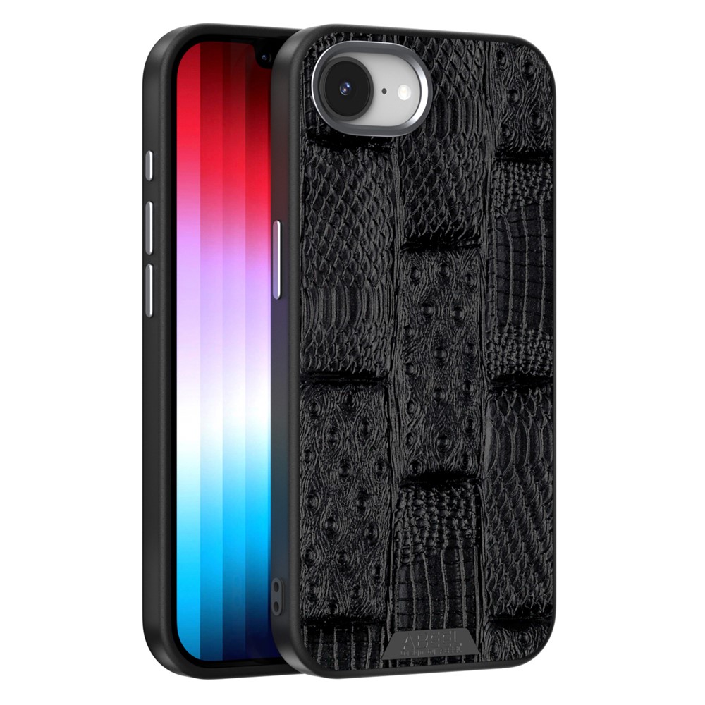 ABEEL For iPhone 16e Case Compatible with MagSafe Beast Texture Micro-Embossing Back Cover - Black