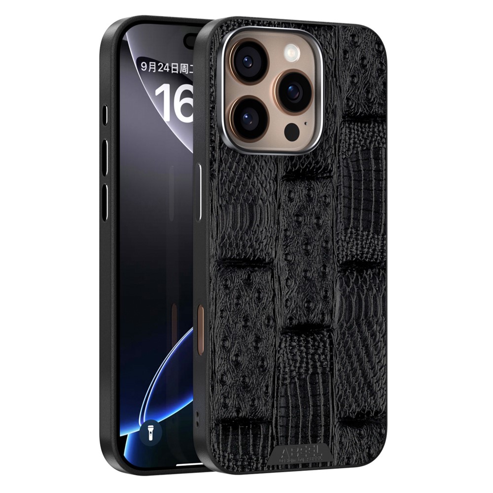 ABEEL For iPhone 16 Pro Case Compatible with MagSafe Beast Texture Micro-Embossing Back Cover - Black