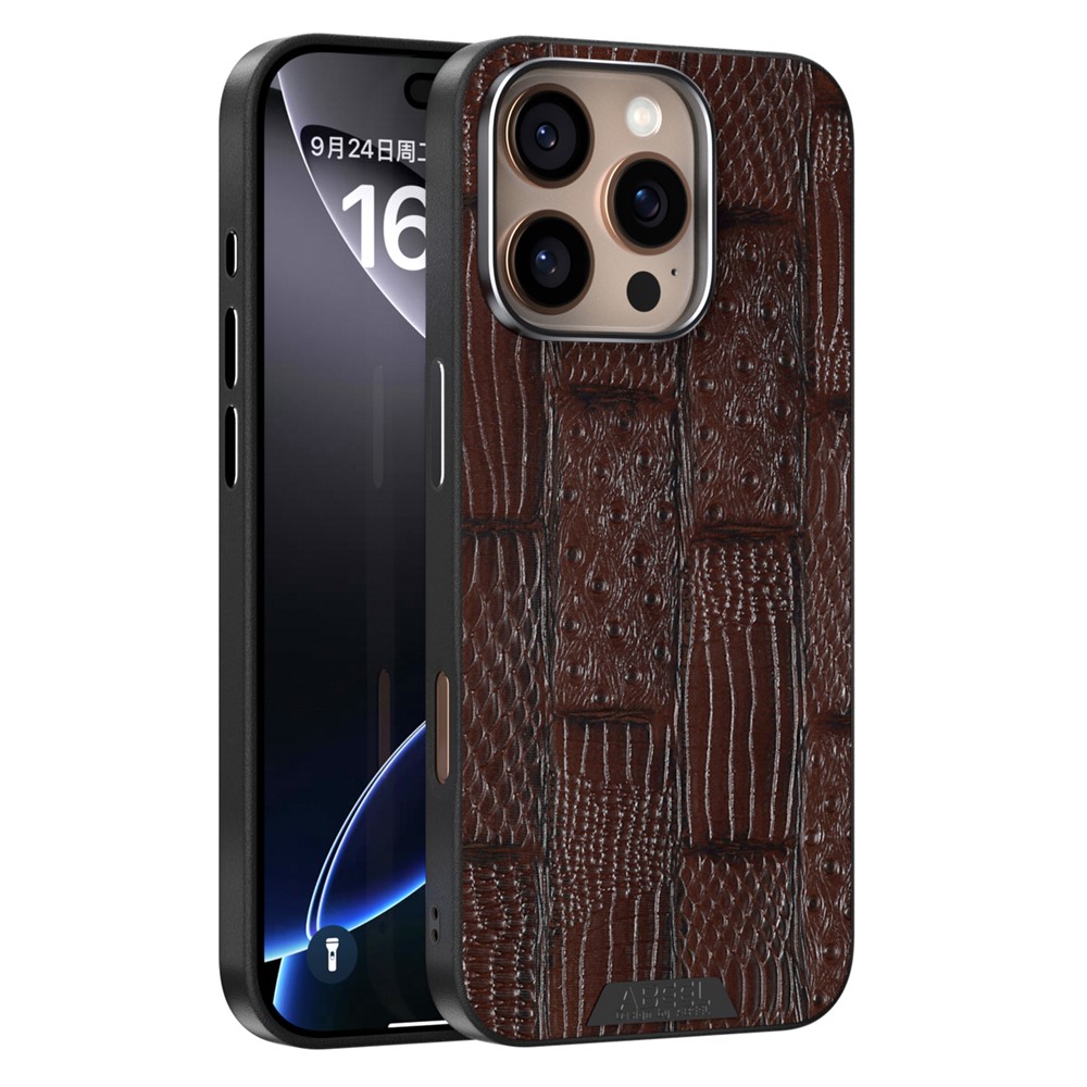 ABEEL For iPhone 16 Pro Case Compatible with MagSafe Beast Texture Micro-Embossing Back Cover - Coffee