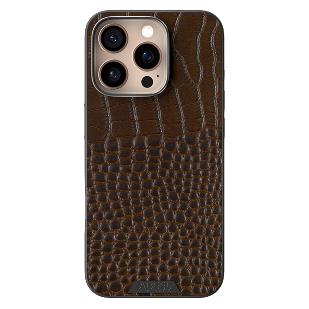 ABEEL For iPhone 16 Pro Max Case Compatible with MagSafe Crocodile Texture Micro-Embossing Back Cover - Coffee