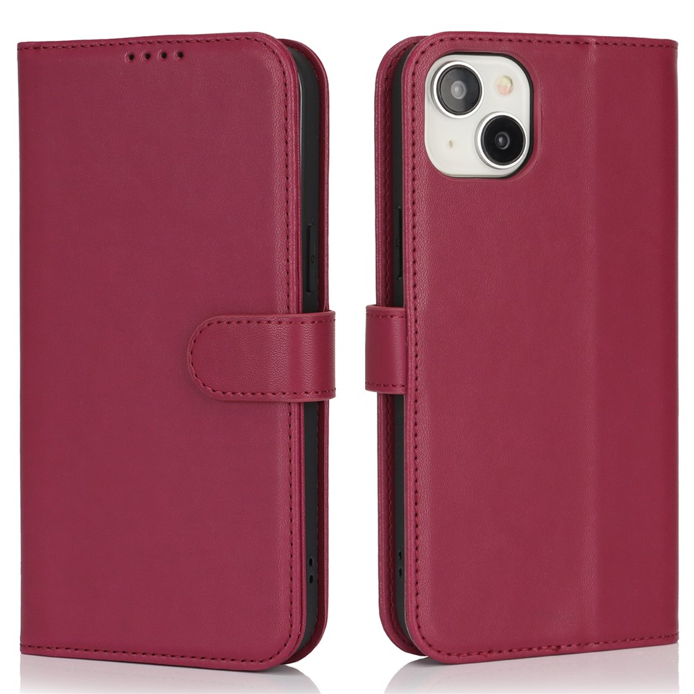 For iPhone 15 Plus / 14 Plus Stand Case Shockproof Leather Wallet Phone Cover - Red
