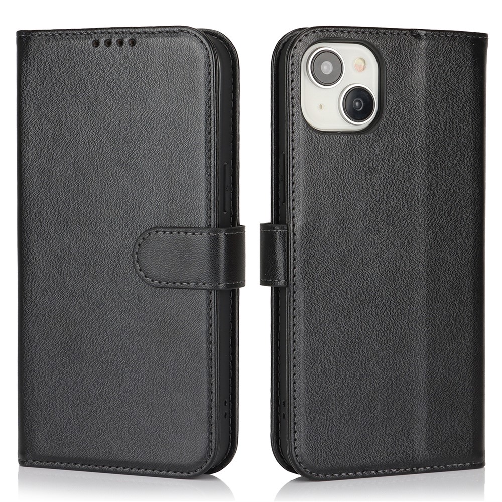 For iPhone 15 Stand Case Shockproof Leather Wallet Phone Cover - Black