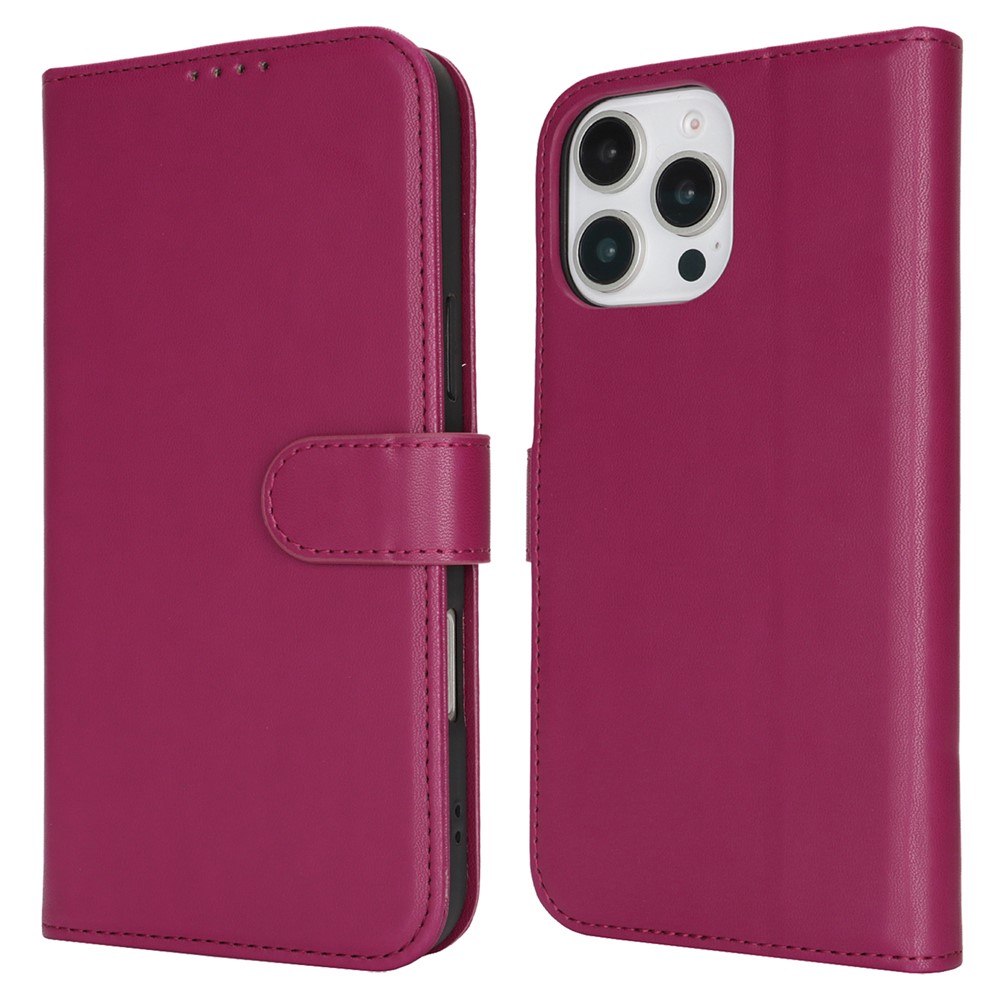 For iPhone 16 Pro Stand Case Shockproof Leather Wallet Phone Cover - Red