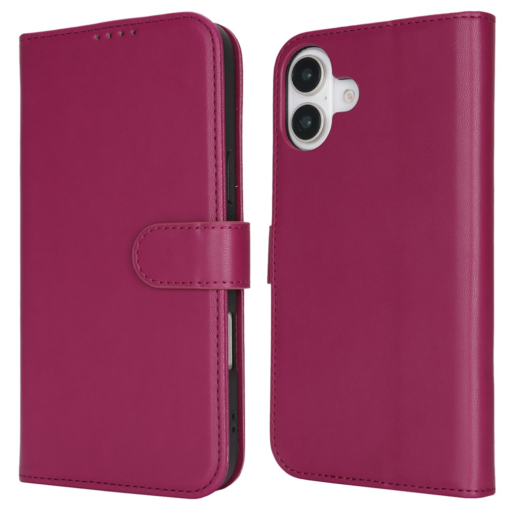 For iPhone 16 Plus Stand Case Shockproof Leather Wallet Phone Cover - Red
