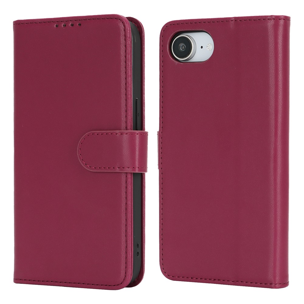 For iPhone 16e Stand Case Shockproof Leather Wallet Phone Cover - Red