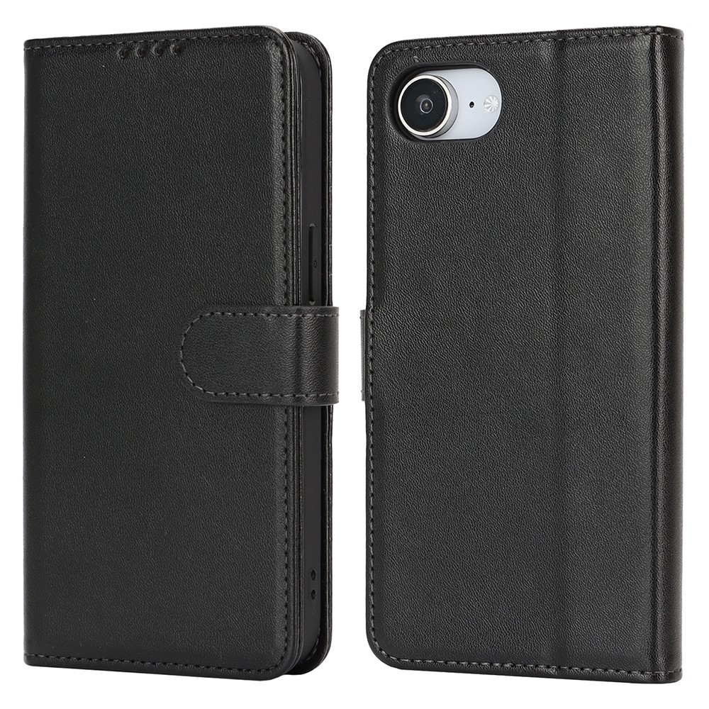 For iPhone 16e Stand Case Shockproof Leather Wallet Phone Cover - Black