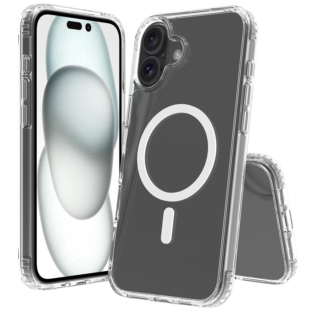 For iPhone 16 Plus Magnetic Case Scratch-Resistant TPU + PC Crystal Clear Phone Cover