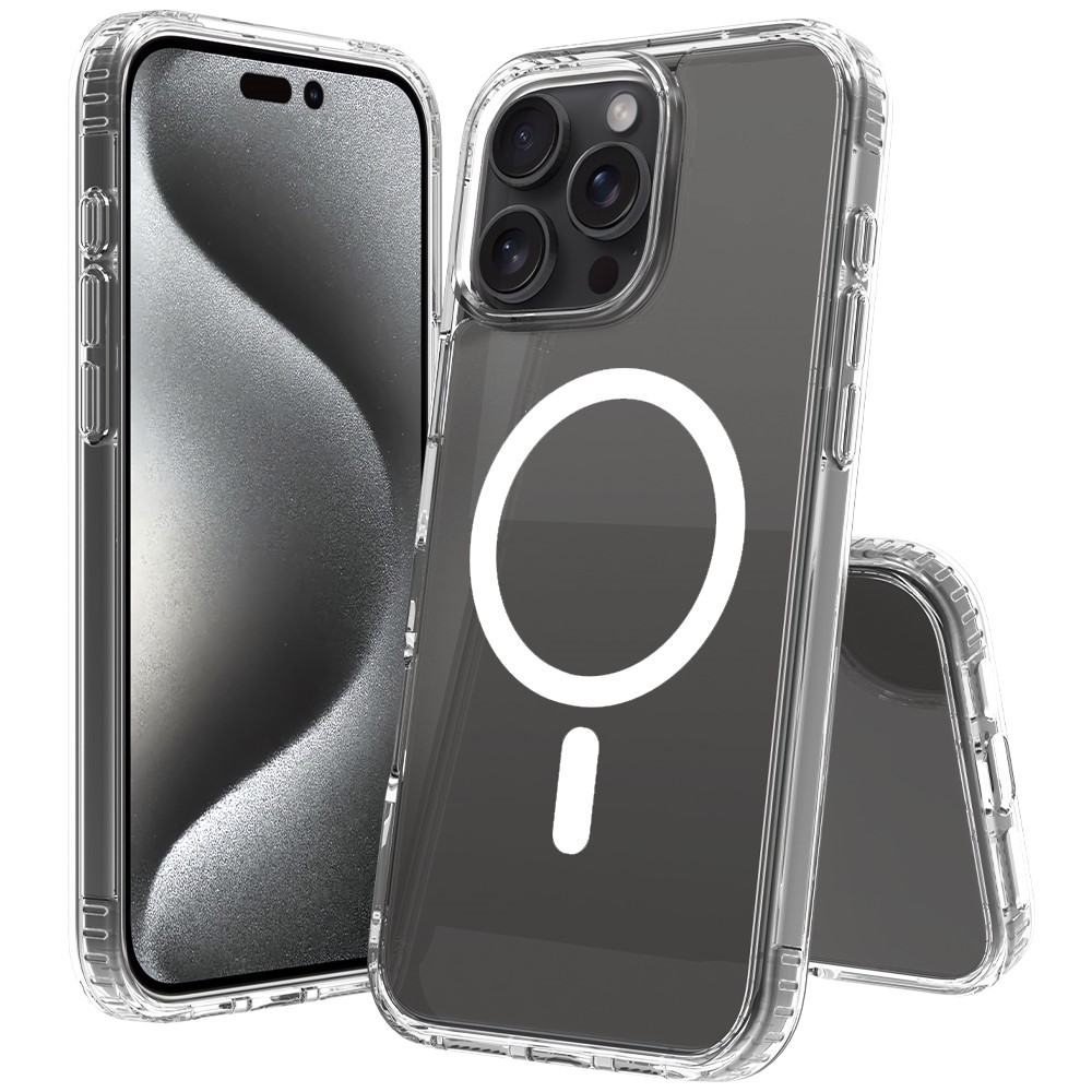 For iPhone 16 Pro Max Magnetic Case Scratch-Resistant TPU + PC Crystal Clear Phone Cover
